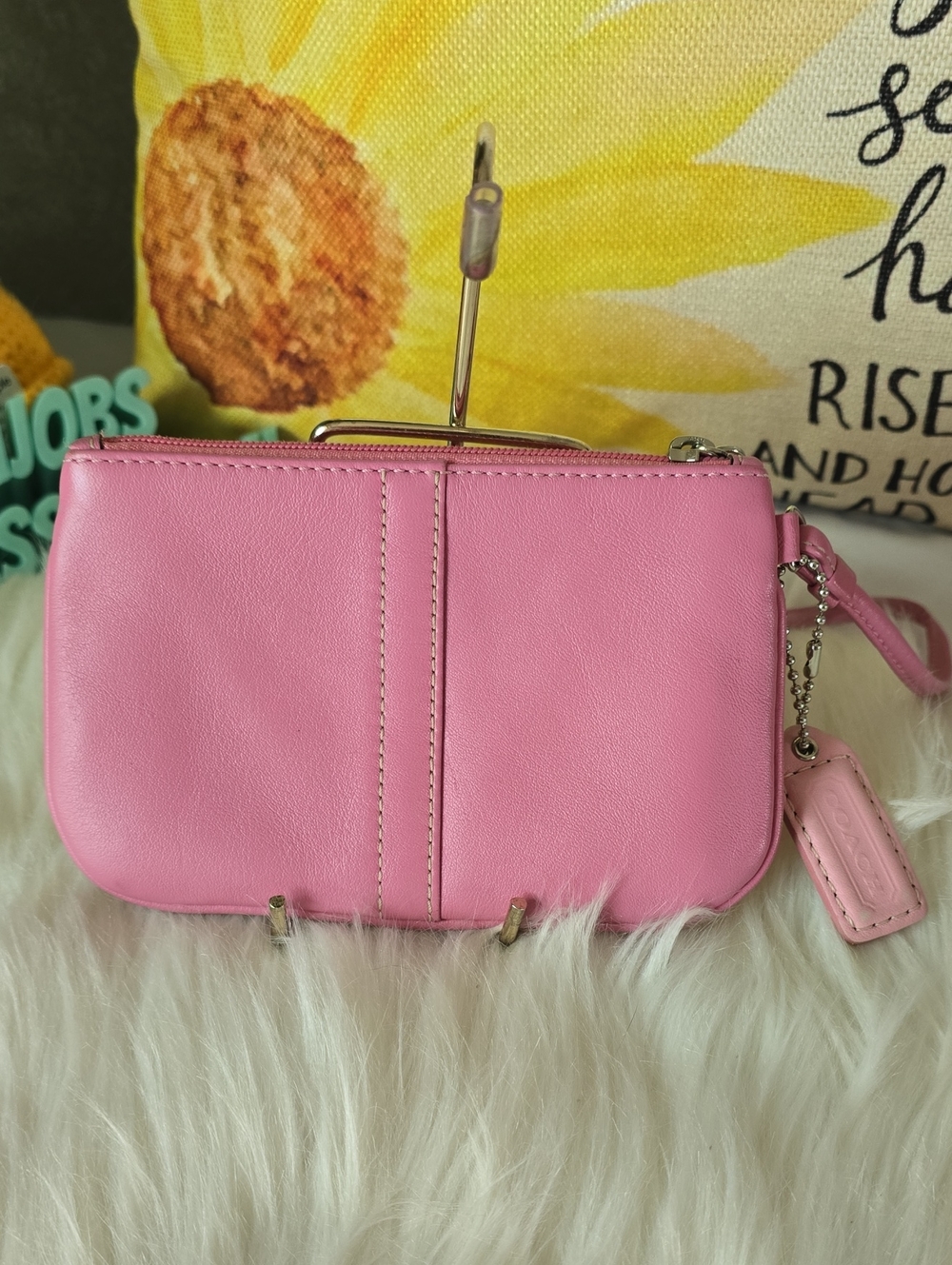 Coach Y2K BARBIE Pink Leather Wristlet Clutch EUC